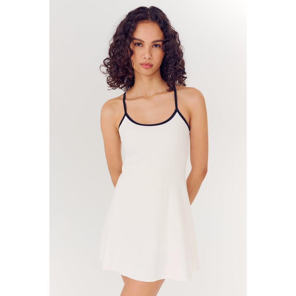 SPLITS59White/Indigo Simona Airweight Tank Dress With Shorts  Size L NWT